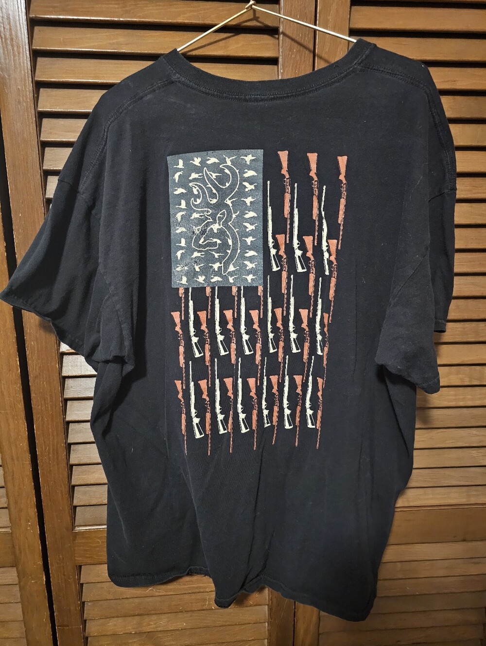 Browning Black T-Shirt Men's XL American Flag Rifles Deer Graphic Hunting